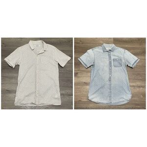 Allsaints Levant & Nytorg Short Sleeve Shirts Cotton Button Down Print Sz XS